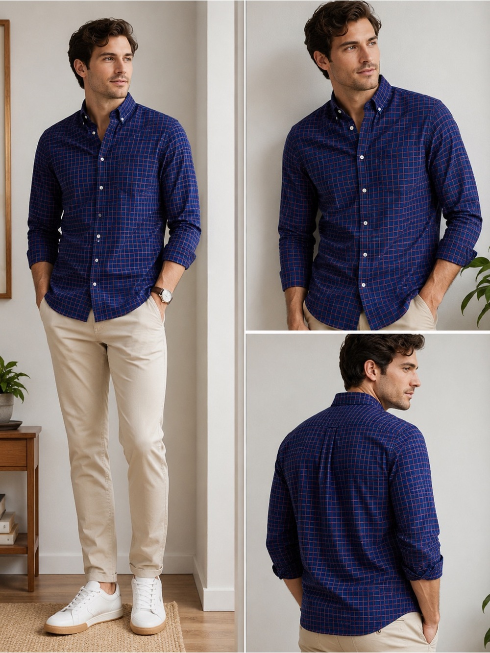 J. Crew Blue Red Plaid Button Down Shirt Men’s Long Sleeve Casual Preppy Cotton